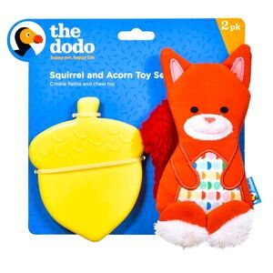 The Dodo Squirrel & Acorn Durable Stuffing-Less Small Dog Toy Set